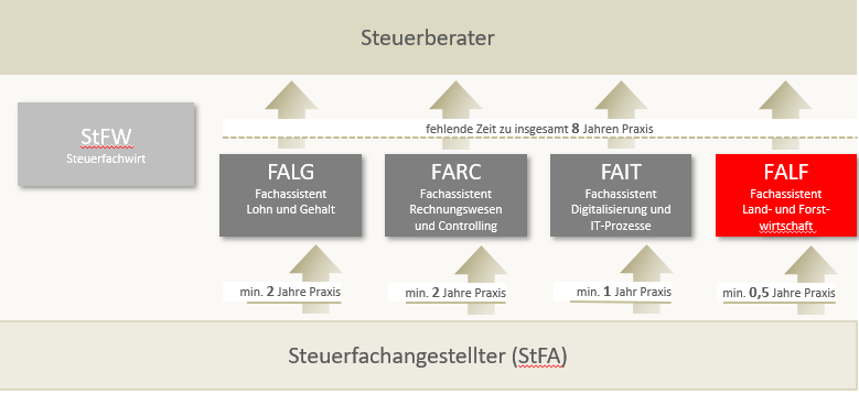 Steuerfachangestellte und Steuerfachwirte können sich zu Fachassistenten weiterbilden. Der Fachassistent Land- und Forstwirtschaft ist einer der vier möglichen Fachassistenten.